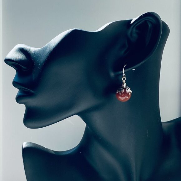 Red Jasper & Silver Plated Earrings - Picture 2 of 6